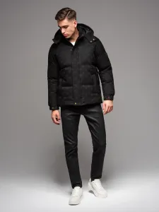 Ombre Men's patterned jacquard puffer jacket - black