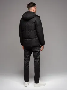 Ombre Men's patterned jacquard puffer jacket - black