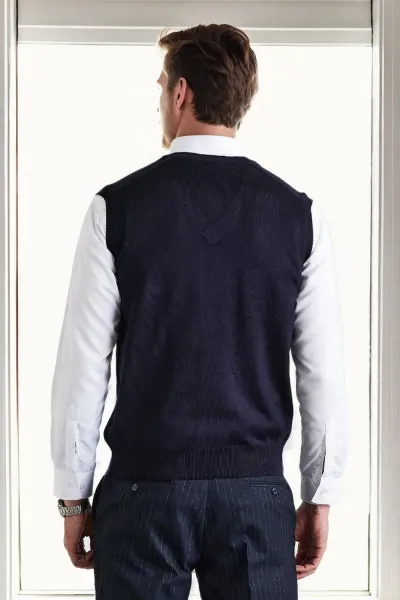 90829 Dewberry V Neck Sleeveless Knit Mens Sweater-NAVY BLUE