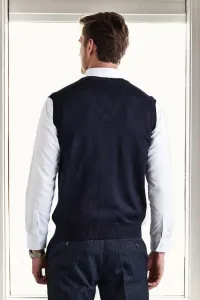 90829 Dewberry V Neck Sleeveless Knit Mens Sweater-NAVY BLUE