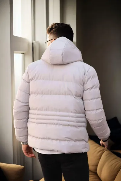 67514 Dewberry Hooded Winter Mens Puffer Coat-STONE