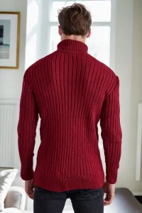 53285 Dewberry Slim-Fit Fisherman Corded Thick Mens Sweater-BORDEAUX
