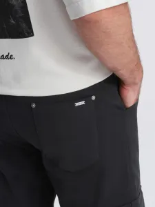 Ombre Men's cargo pants STRAIGHT LEG with stripes on pockets - black
