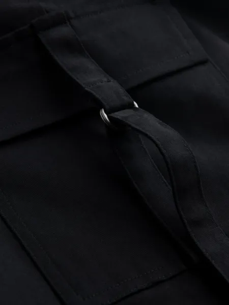 Ombre Men's cargo pants STRAIGHT LEG with stripes on pockets - black