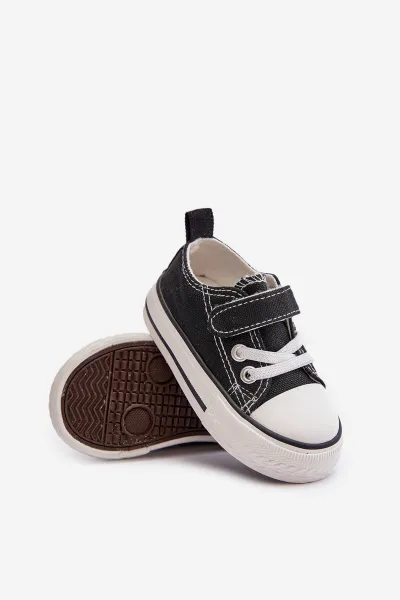 Children's canvas Velcro sneakers - black Daloma
