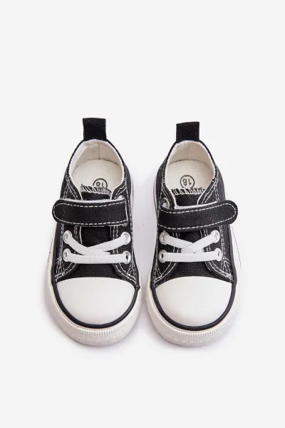 Children's canvas Velcro sneakers - black Daloma