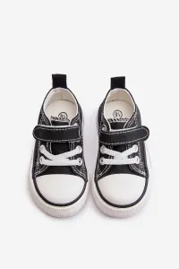 Children's canvas Velcro sneakers - black Daloma