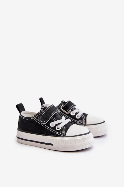 Children's canvas Velcro sneakers - black Daloma
