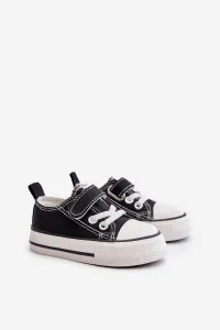 Children's canvas Velcro sneakers - black Daloma