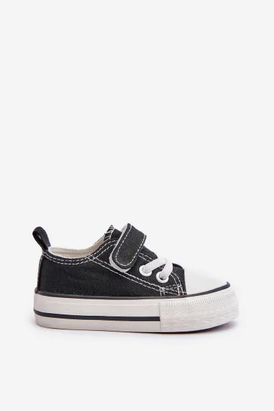 Children's canvas Velcro sneakers - black Daloma