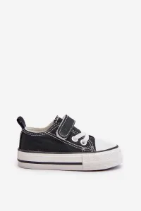 Children's canvas Velcro sneakers - black Daloma