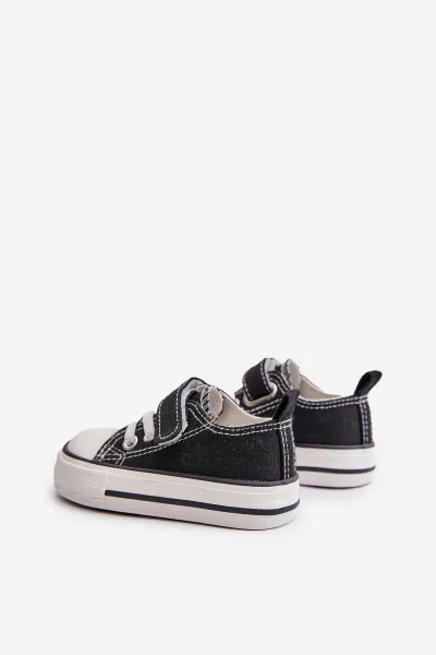 Children's canvas Velcro sneakers - black Daloma