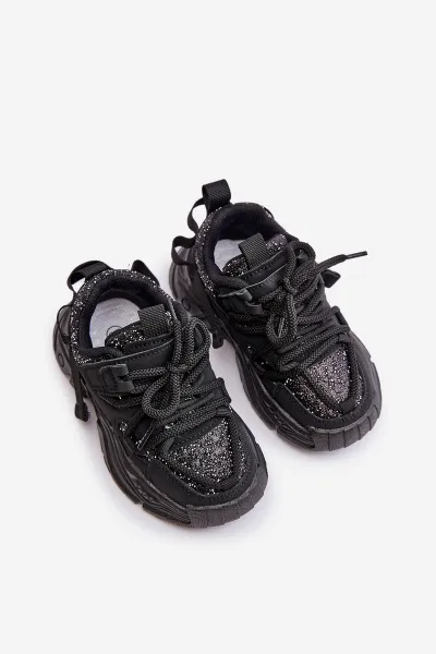 Children's sneakers decorated with sequins black Liatoma