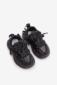Children's sneakers decorated with sequins black Liatoma