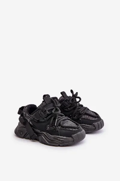 Children's sneakers decorated with sequins black Liatoma