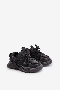 Children's sneakers decorated with sequins black Liatoma