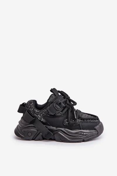 Children's sneakers decorated with sequins black Liatoma