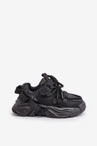 Children's sneakers decorated with sequins black Liatoma