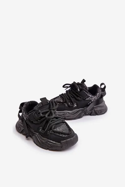 Children's sneakers decorated with sequins black Liatoma
