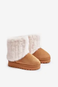 Children's ankle snow boots with Camel Crisie fur