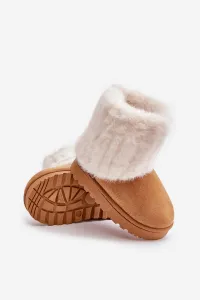 Children's ankle snow boots with Camel Crisie fur