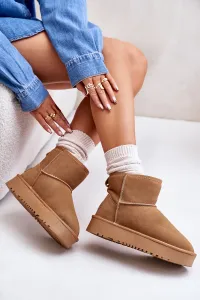 Leather suede snow boots on a platform above the ankles Camel Rianaella