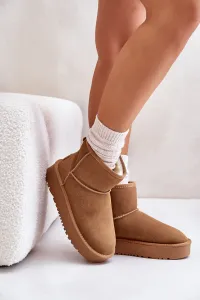 Leather suede snow boots on a platform above the ankles Camel Rianaella