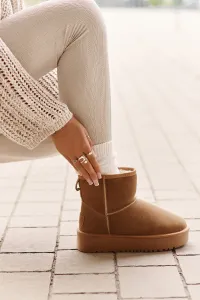 Leather suede snow boots on a platform above the ankles Camel Rianaella
