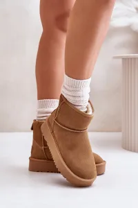 Leather suede snow boots on a platform above the ankles Camel Rianaella