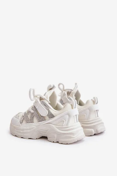 Children's sneakers with crystals white Rianalla