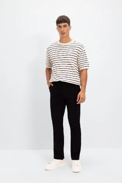 DEFACTO Canvas Chino Pants Standard Fit 4 Pocket Cotton Flexible Straight Leg