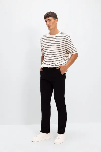 DEFACTO Canvas Chino Pants Standard Fit 4 Pocket Cotton Flexible Straight Leg