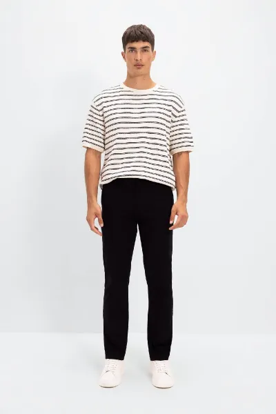 DEFACTO Canvas Chino Pants Standard Fit 4 Pocket Cotton Flexible Straight Leg