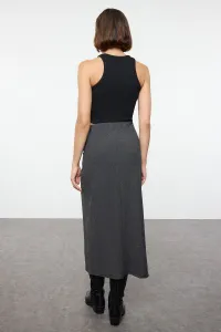 Trendyol Black Double Breasted Textured Gathered/Draped Detailed Midi Skirt