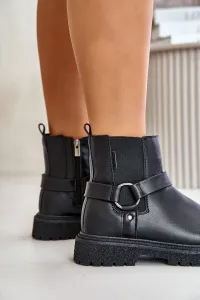 Insulated Ankle Boots With Zip Big Star Black