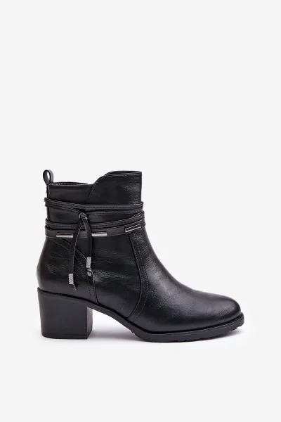 Women's ankle boots with heel insulated black Lobina