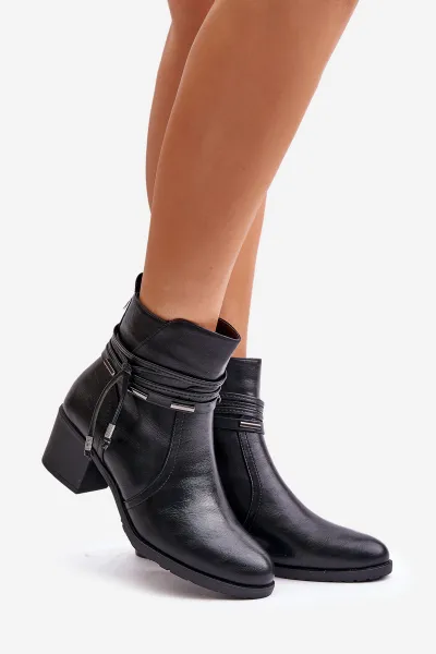 Women's ankle boots with heel insulated black Lobina