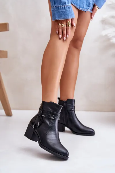 Women's ankle boots with heel insulated black Lobina
