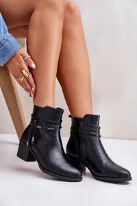 Women's ankle boots with heel insulated black Lobina