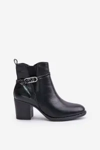 Women's ankle boots with heel with strap insulated black Zinithia