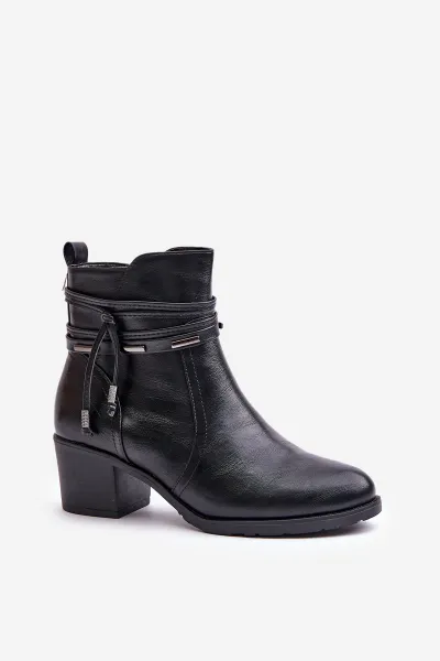 Women's ankle boots with heel insulated black Lobina