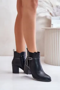 Women's ankle boots with heel with strap insulated black Zinithia