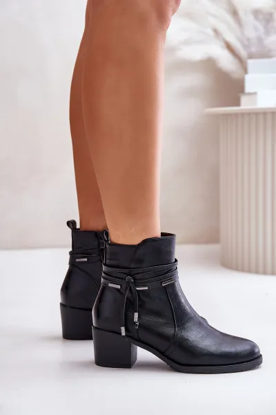 Women's ankle boots with heel insulated black Lobina