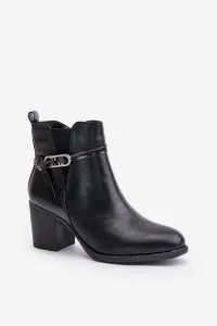 Women's ankle boots with heel with strap insulated black Zinithia