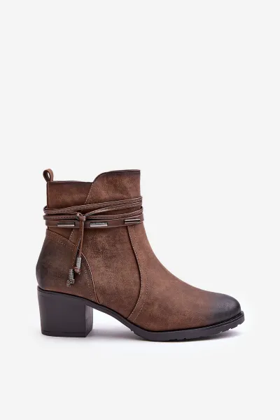 Women's ankle boots with heels insulated brown Lobina
