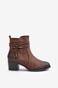 Women's ankle boots with heels insulated brown Lobina