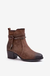 Women's ankle boots with heels insulated brown Lobina