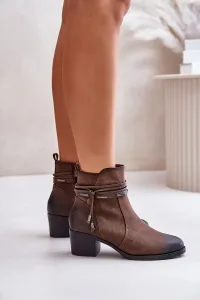 Women's ankle boots with heels insulated brown Lobina