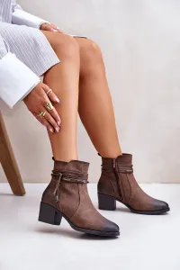 Women's ankle boots with heels insulated brown Lobina