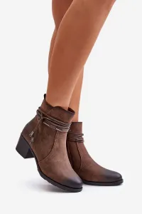 Women's ankle boots with heels insulated brown Lobina